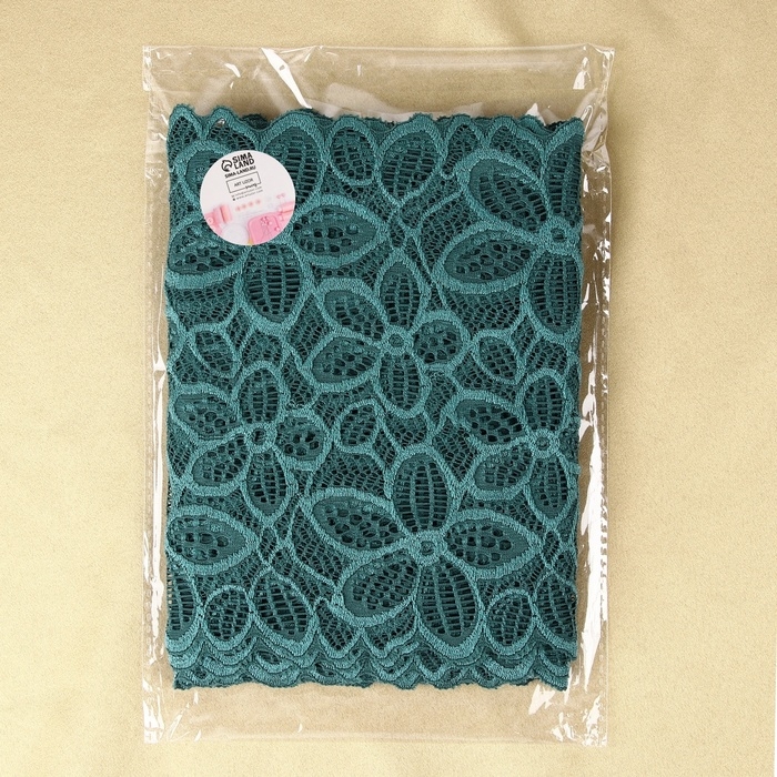 Кружевная эластичная ткань, 180 мм × 2,7 ± 0,5 м, цвет изумрудный Кружевная эластичная ткань, 180 мм × 2,7 ± 0,5 м, цвет изумрудный