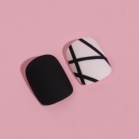 Накладные ногти «Black», 12 шт, с клеевыми пластинами, форма мягкий квадрат, цвет чёрный/белый Накладные ногти «Black», 12 шт, с клеевыми пластинами, форма мягкий квадрат, цвет чёрный/белый