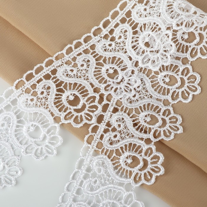 Кружево гипюровое, 46 мм &times; 11 &plusmn; 1 м, цвет белый