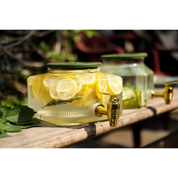 Диспенсер для напитков стеклянный &laquo;Листок&raquo;, 2,6 л, 18&times;13,5 см