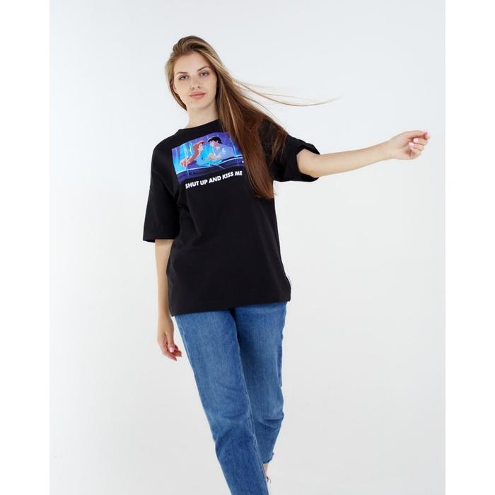 Футболка &laquo;Kiss me&raquo; Принцессы oversize, цвет чёрный