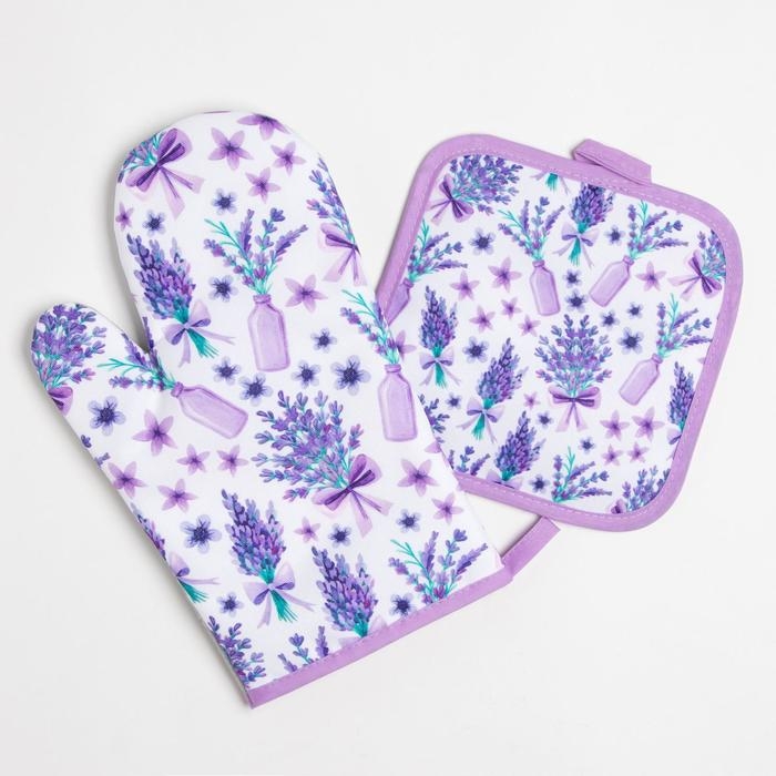 Кухонный набор Доляна &laquo;Романтика&raquo;, прихватка 17*17 см, рукавица 26*16 см,100% п/э