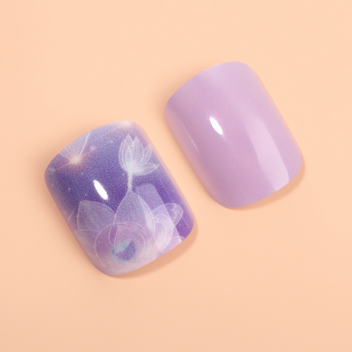Накладные ногти «Сирень», 24 шт, с клеевыми пластинами, форма мягкий квадрат, сиреневые Накладные ногти «Сирень», 24 шт, с клеевыми пластинами, форма мягкий квадрат, сиреневые