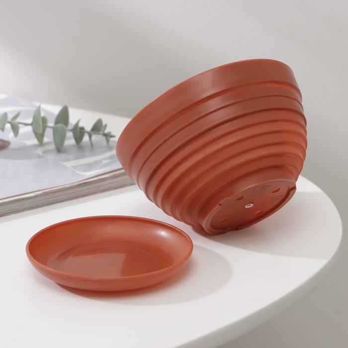 Горшок с подставкой &laquo;Алиса&raquo;, 0,5 л, цвет терракот