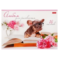 Альбом для рисования А4, 16 листов "Очаровательные щенки", обложка мелованный картон, блок 100 г/м2, МИКС 5 видов