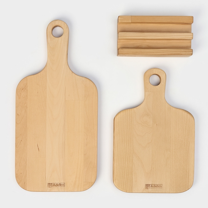 Набор разделочных досок на подставке 2 шт: 38&times;18, 28&times;18 см, пропитаны минеральным маслом, берёза