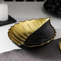 Блюдо для фруктов Доляна &laquo;Золотой лист&raquo;, 23&times;17&times;4,5 см, цвет золотой с чёрным