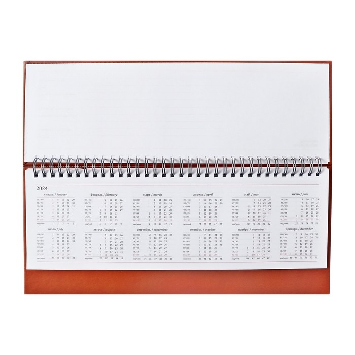 Планинг недатированный 100 х 300 мм, 56 листов, на гребне, обложка из искусственной кожи, коричневый Планинг недатированный 100 х 300 мм, 56 листов, на гребне, обложка из искусственной кожи, коричневый