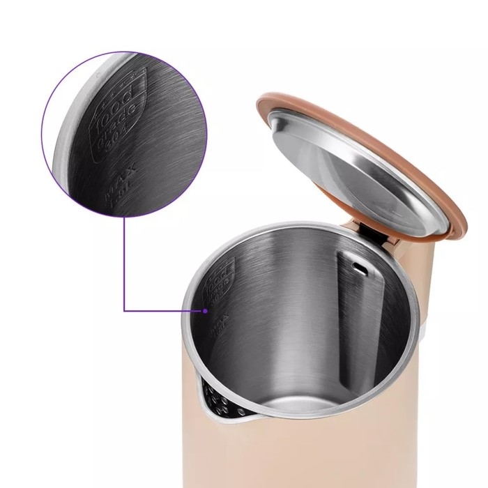 Чайник электрический Kitfort КТ-6662-1, пластик, колба металл, 1.5 л, 2200 Вт, бежевый Чайник электрический Kitfort КТ-6662-1, пластик, колба металл, 1.5 л, 2200 Вт, бежевый