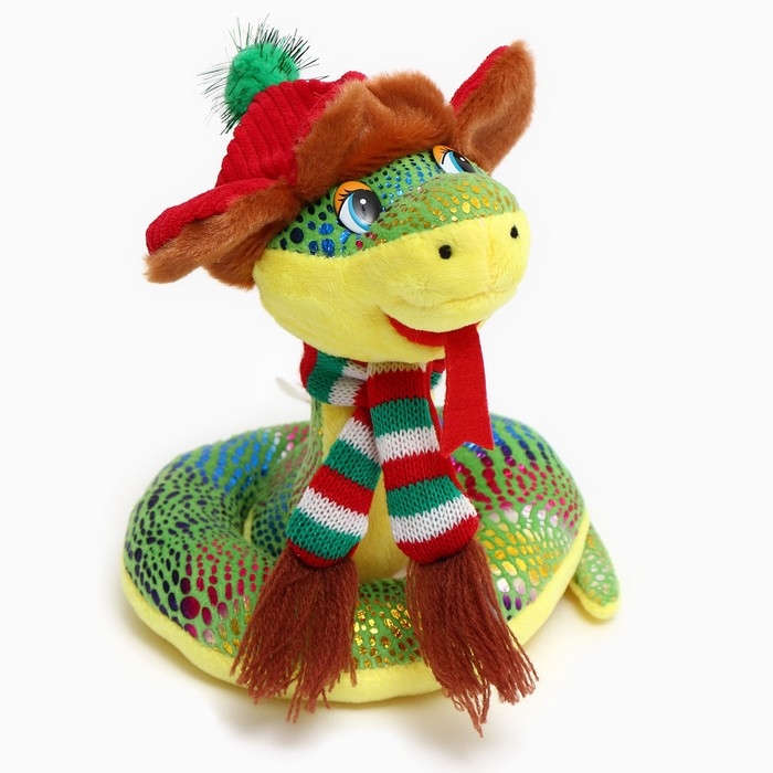 Мягкая игрушка &laquo;Змея&raquo;, в шапке ушанке и шарфе, 15 см