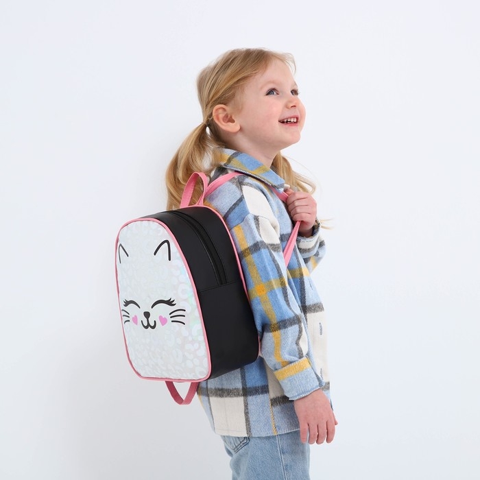 Рюкзак детский для девочки искусственная кожа, MEOW, кот, голография, 27х23 х 10 см Рюкзак детский для девочки искусственная кожа, MEOW, кот, голография, 27х23 х 10 см