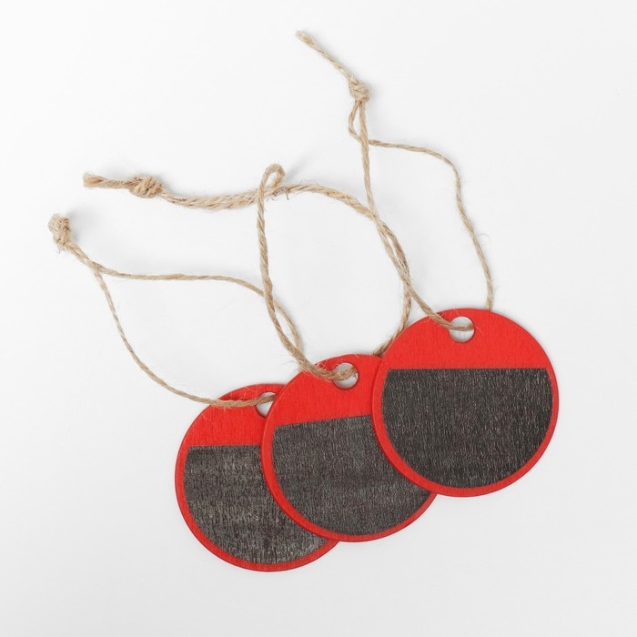 Меловой ценник бирка «Круг» на верёвке, 3 шт. в наборе, 4,5×4,5 см, цвет красный Меловой ценник бирка «Круг» на верёвке, 3 шт. в наборе, 4,5×4,5 см, цвет красный