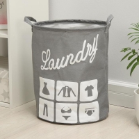 Корзина бельевая текстильная &laquo;Большая стирка&raquo;, 35&times;45 см, цвет серый