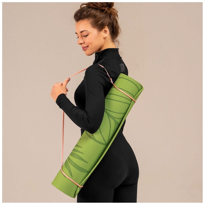 Коврик для йоги Sangh Tropics, 183х61х0,6 см, цвет зелёный