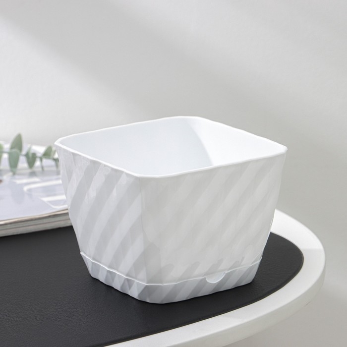 Горшок для цветов с поддоном &laquo;Классика&raquo;, 1 л, пластиковый, белый