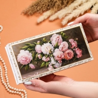 Шкатулка «Пионы», белая, 11×22 см, лаковая миниатюра Шкатулка «Пионы», белая, 11×22 см, лаковая миниатюра