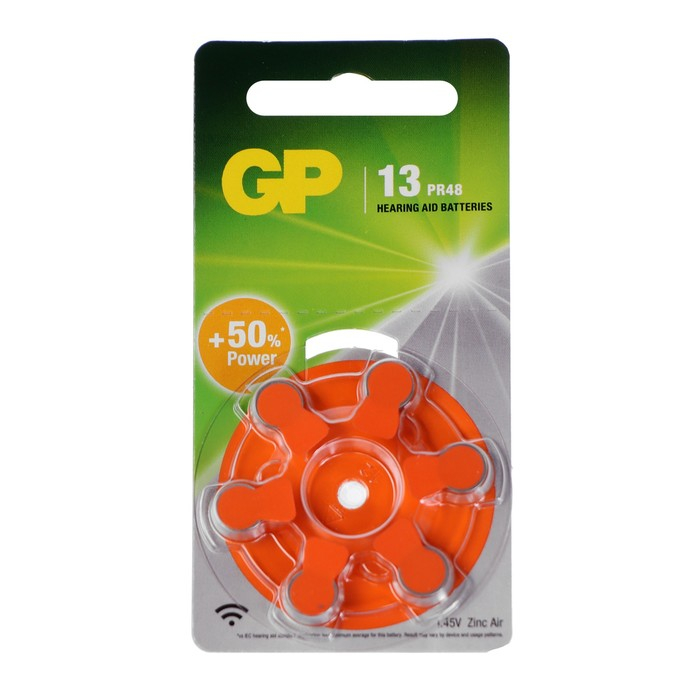 Батарейка цинковая GP, ZA13 (PR48)-6BL, для слуховых аппаратов, 1.45В, блистер, 6 шт. Батарейка цинковая GP, ZA13 (PR48)-6BL, для слуховых аппаратов, 1.45В, блистер, 6 шт.