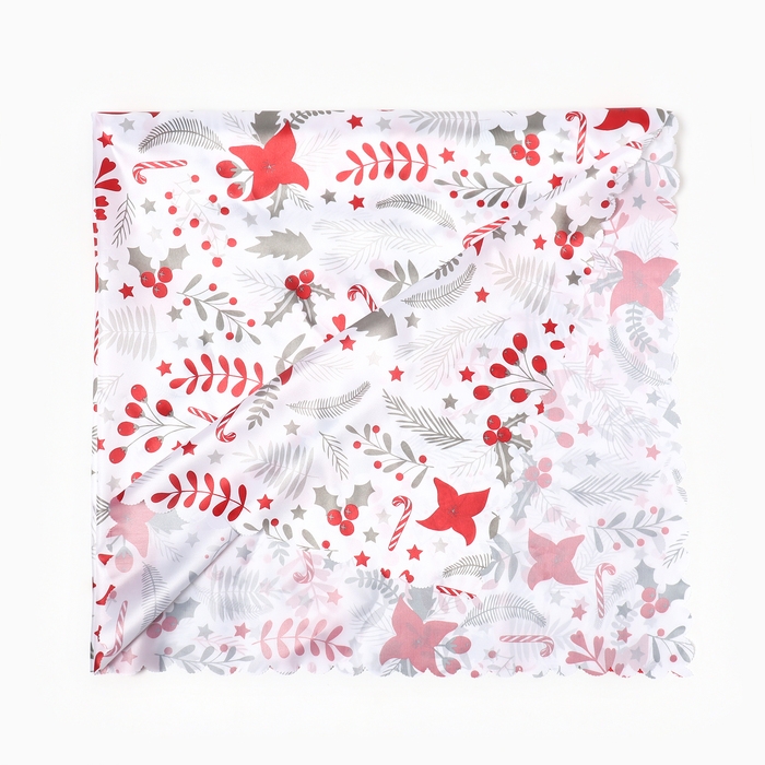 Скатерть Доляна "Новогодние цветы" 145х220 см, 100% п/э