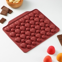 Форма для кондитерских украшений Доляна &laquo;Море сердец&raquo;, силикон, 18&times;15&times;1 см, 52 ячейки, цвет МИКС