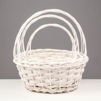 Набор корзин плетёных, ива, 3 шт., белый цвет Набор корзин плетёных, ива, 3 шт., белый цвет