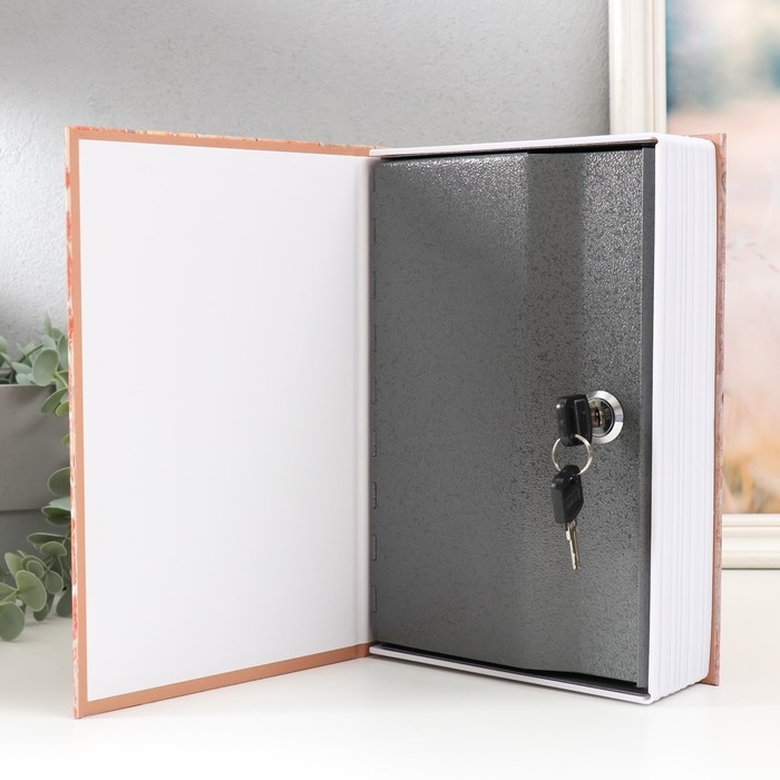 Шкатулка сейф книга пластик, металл Шкатулка сейф книга пластик, металл "Бабочки пэчворк" 5,5х15,5х24 см