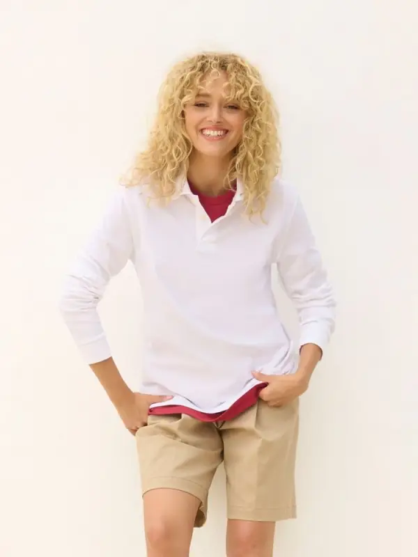 Рубашка поло унисекс с длинным рукавом Pacific LSL, белая, размер XS