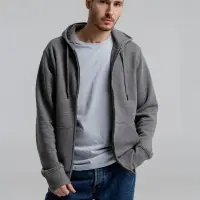 Толстовка на молнии с капюшоном унисекс King, темно-серый меланж, размер S