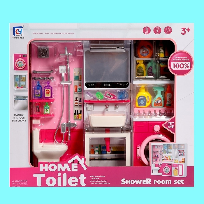 Набор мебели для кукол &laquo;Ванная комната&raquo;, санузел, раковина, постирочная