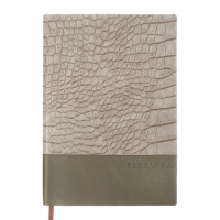 Ежедневник недатир А5 160л ESCALADA, мяг обл, иск кож, тис ф, ляс, кр бл 70г/м2, зелёный