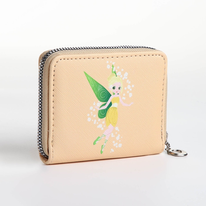 Кошелёк на молнии, отдел для карт, для монет, цвет бежевый