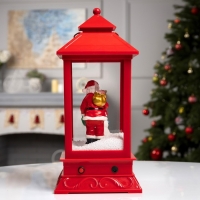Светодиодная фигура &laquo;Фонарь с Дедом Морозом и снеговиком&raquo; 18 &times; 41 &times; 18 см, пластик, батарейки ААх3 (не в комплекте), USB, свечение белое