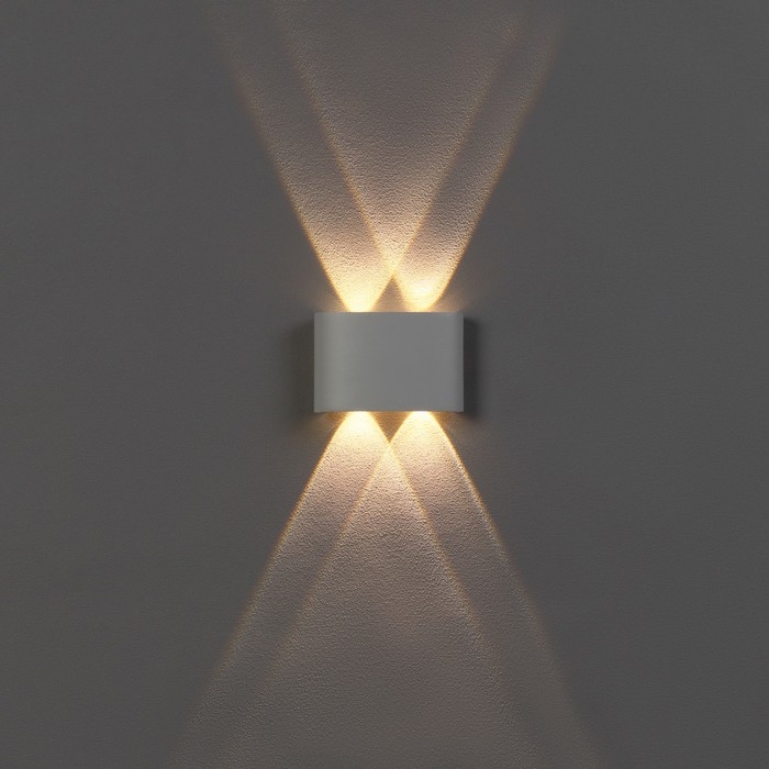 Светильник фасадный &laquo;Полусфера&raquo;, FSD-009, 4Вт, 3000К, 2 луча, IP65, 220В, металл, белый