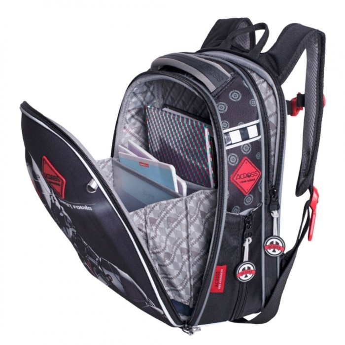 Рюкзак каркасный 35 х 26 х 14 см, Across 490, наполнение: мешок, серый 23-490-5