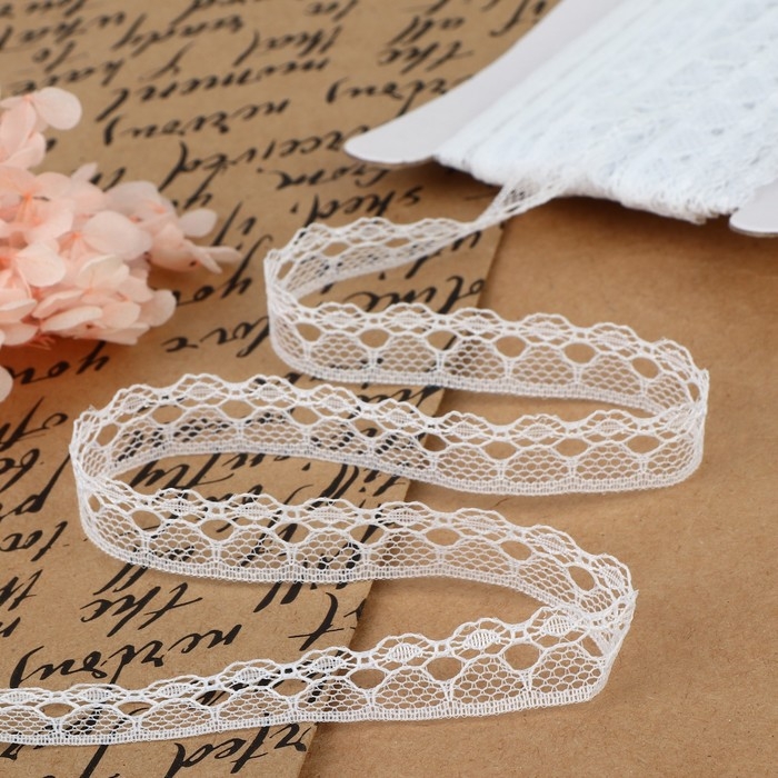 Кружево капроновое, 14 мм × 10 ± 1 м, цвет белый Кружево капроновое, 14 мм × 10 ± 1 м, цвет белый