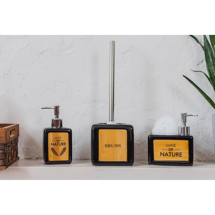 Ёрш для унитаза с подставкой «Стиль», 400 мл, 12×10×36 см, цвет чёрный Ёрш для унитаза с подставкой «Стиль», 400 мл, 12×10×36 см, цвет чёрный