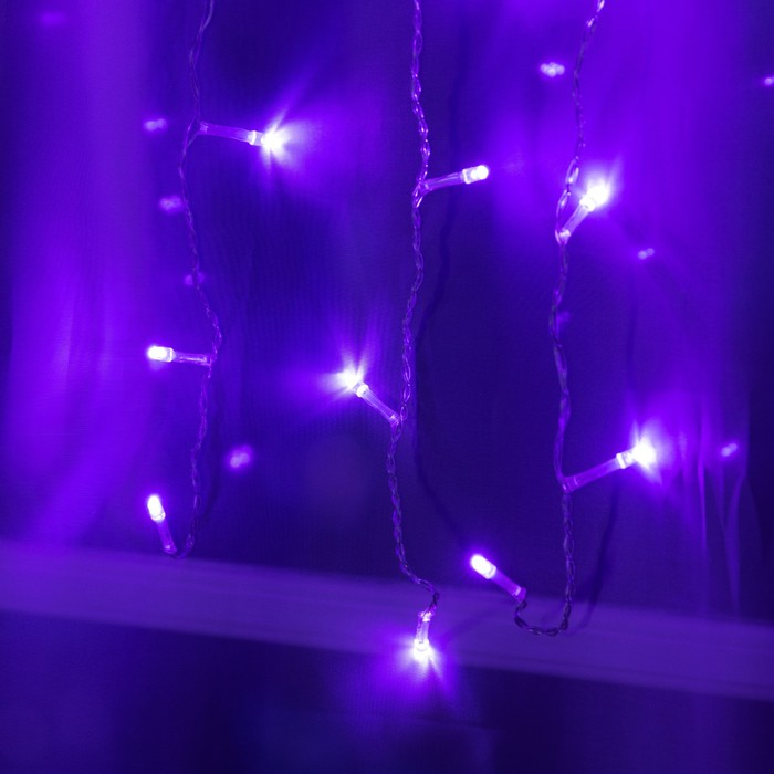 Гирлянда &laquo;Занавес&raquo; 1.5 &times; 1 м, IP20, прозрачная нить, 180 LED, свечение фиолетовое, 8 режимов, 220 В