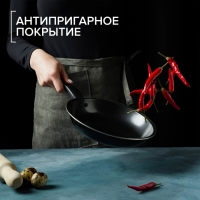 Сковорода &laquo;Жаклин&raquo;, d=25 см, толщина 0,65 мм, пластиковая ручка, антипригарное покрытие, цвет чёрный