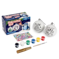 Ёлочные шары под раскраску на новый год &laquo;Время сказки&raquo; d=7 см, 2 шт, краски, новогодний набор для творчества