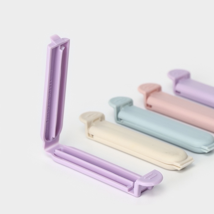 Зажимы для пакетов Доляна «Базис», 5 шт, 7 см, цвет МИКС Зажимы для пакетов Доляна «Базис», 5 шт, 7 см, цвет МИКС