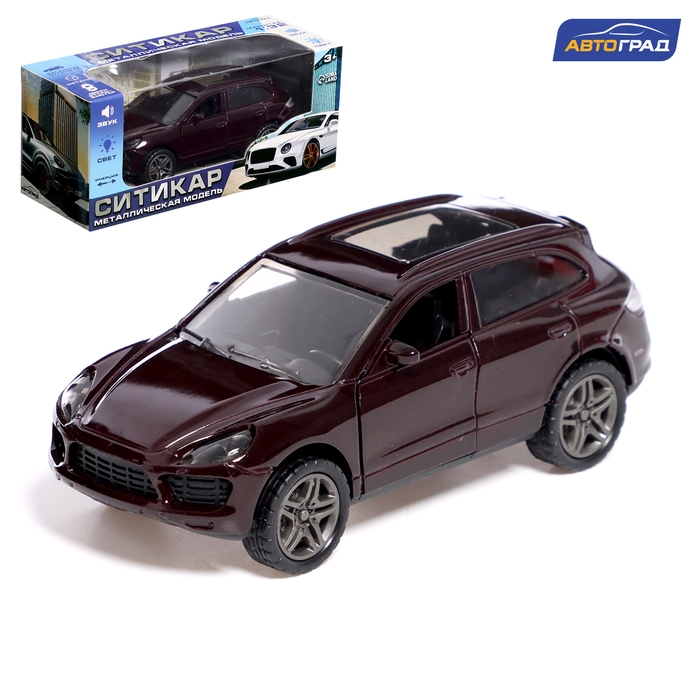 Машина металлическая «Каен», инерция, 1:32, открываются двери, световые и звуковые эффекты, цвет коричневый Машина металлическая «Каен», инерция, 1:32, открываются двери, световые и звуковые эффекты, цвет коричневый