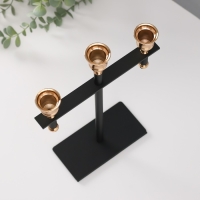 Подсвечник металл на 3 свечи "Кельт" d=2 см чёрный с золотом 20х7х28 см