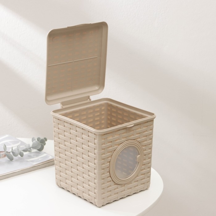 Контейнер для мелочей &laquo;Ротанг&raquo;, 3 л, с иллюминатором, цвет латте