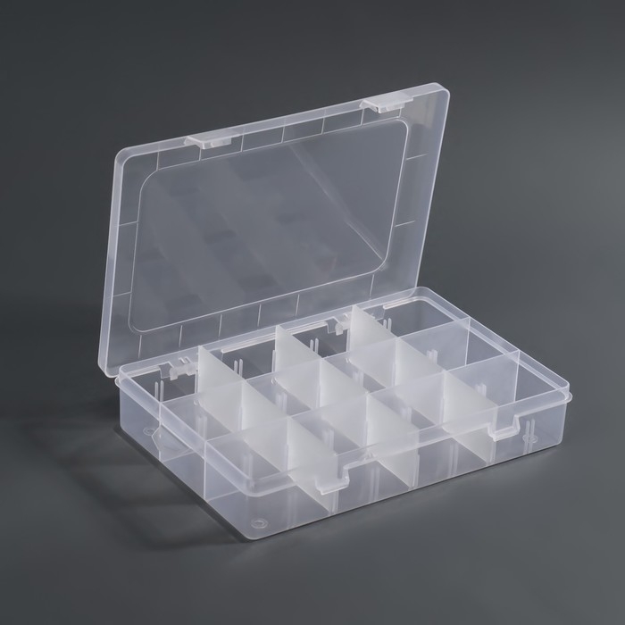 Органайзер для декора, передвижные ячейки, 12 ячеек, 19,5 × 13 × 3,6 см, цвет прозрачный Органайзер для декора, передвижные ячейки, 12 ячеек, 19,5 × 13 × 3,6 см, цвет прозрачный