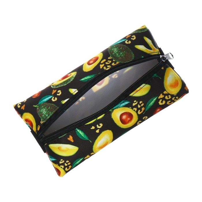 Пенал мягкий, 1 отделение, 95 х 200 мм, плоский, ПМ-шр28 Авокадо, с резинкой для блокнота,