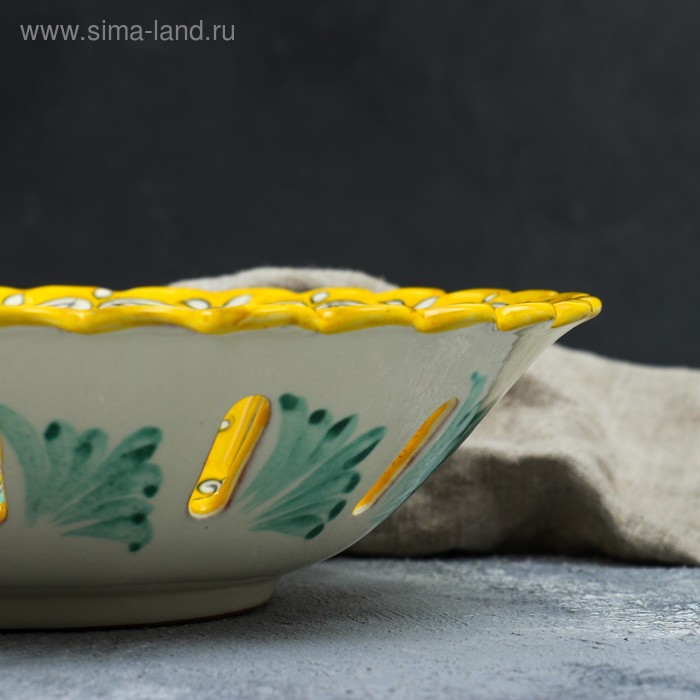 Фруктовница Риштанская Керамика "Узоры", 28 см, жёлтая