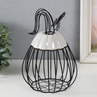 Сувенир вазон металл, керамика "Тыква с листочком" черная с белым 14,3х14,3х21 см Сувенир вазон металл, керамика "Тыква с листочком" черная с белым 14,3х14,3х21 см