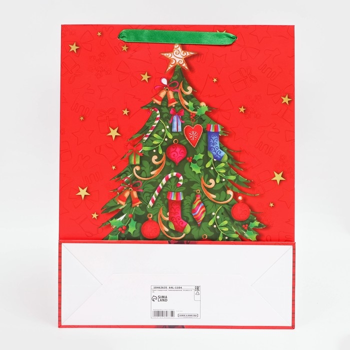 Новый год. Пакет подарочный, ламинированный, "Ёлка",31 х 40 х 11,5 см.