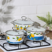 Набор кастрюль Доляна &laquo;Лимоны&raquo;, 3 предмета: 1,9 л, 2,5 л, 3,7 л, стеклянные крышки, индукция