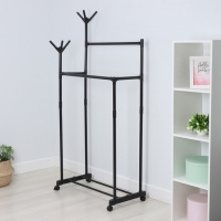 Вешалка - стойка напольная для одежды LaDо́m, с полкой для обуви, двойная, 80×42×156 см, цвет чёрный Вешалка - стойка напольная для одежды LaDо́m, с полкой для обуви, двойная, 80×42×156 см, цвет чёрный