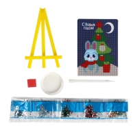 Алмазная мозаика на новый год с частичным заполнением для детей на подставке &laquo;Ёлка&raquo;, 10 х 15 см, новогодний набор для творчества